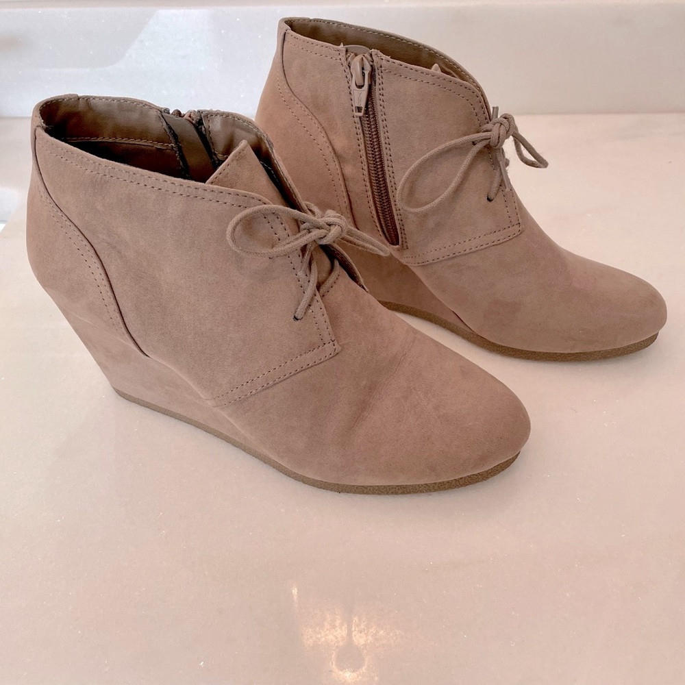 Tan - Suede - Wedge Heels - Size 9